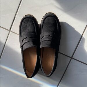 Womens Black Suede Loafers